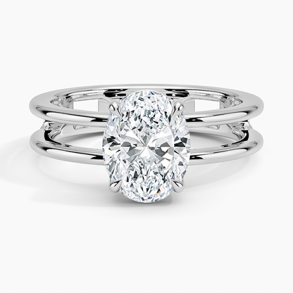 Aimee Open Double Band Solitaire Ring - Oval Center Stone