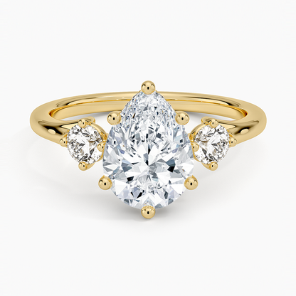 Luxe Floating Three Stone Diamond Ring (1/3 ct. tw.) - Pear Cut Center Stone