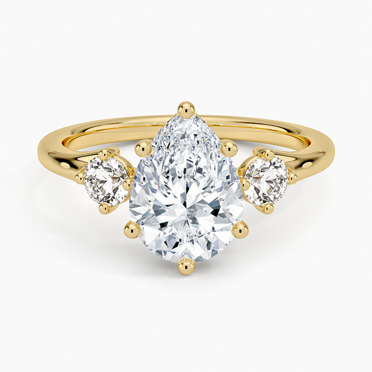 Luxe Floating Three Stone Diamond Ring (1/3 ct. tw.) - Pear Cut Center Stone