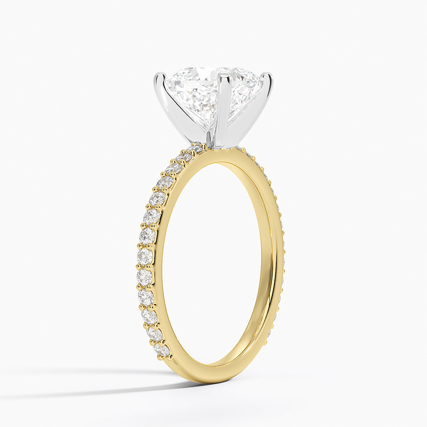 Petite Shared Prong Three-Quarter Coverage Diamond Ring (1/3 ct. tw.) - Cushion Cut Center Stone