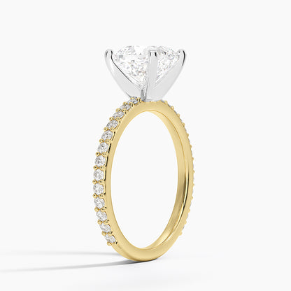 Petite Shared Prong Three-Quarter Coverage Diamond Ring (1/3 ct. tw.) - Cushion Cut Center Stone