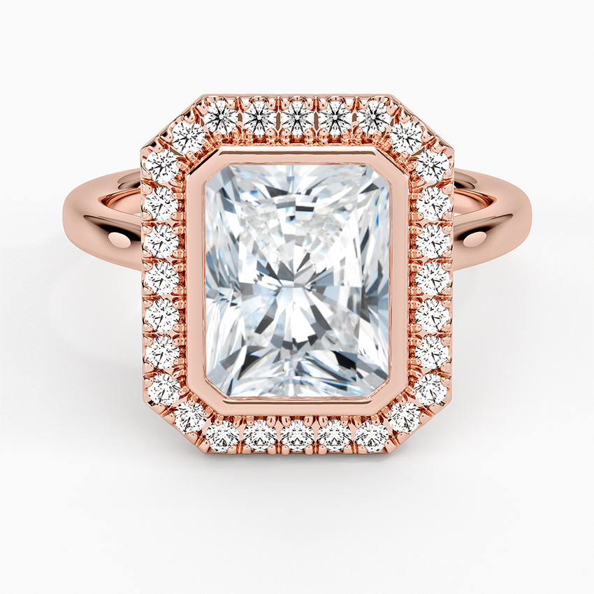 Bezel Halo Diamond Ring (1/4 ct. tw.) - Radiant Cut Center Stone