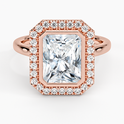 Bezel Halo Diamond Ring (1/4 ct. tw.) - Radiant Cut Center Stone