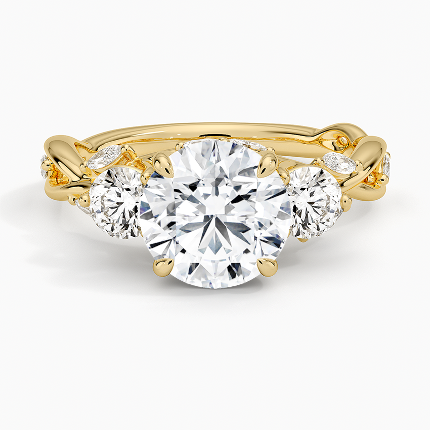Secret Garden Three Stone Diamond Ring (3/4 ct. tw.) - Round Center Stone