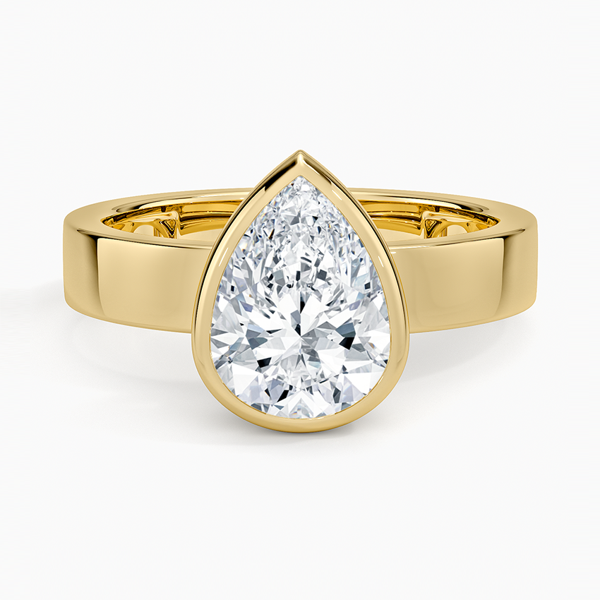 Peyton Bezel Diamond Solitaire Ring - Pear Center Stone