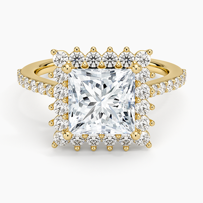 Luxe Sunburst Halo Diamond Ring (1/2 ct. tw.) - Princess Cut Center Stone