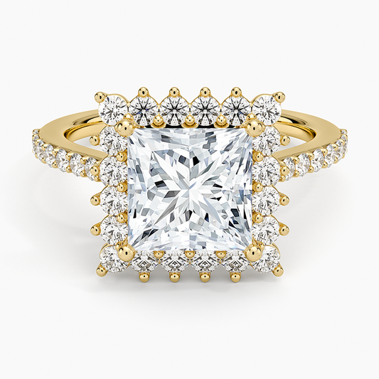 Luxe Sunburst Halo Diamond Ring (1/2 ct. tw.) - Princess Cut Center Stone