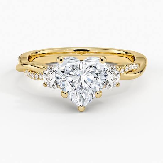 Petite Twisted Vine Three Stone Diamond Ring (2/5 ct. tw.) - Heart Center Stone