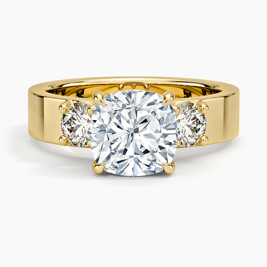 Peyton Three Stone Diamond Ring (1/2 ct. tw.) - Cushion Cut Center Stone
