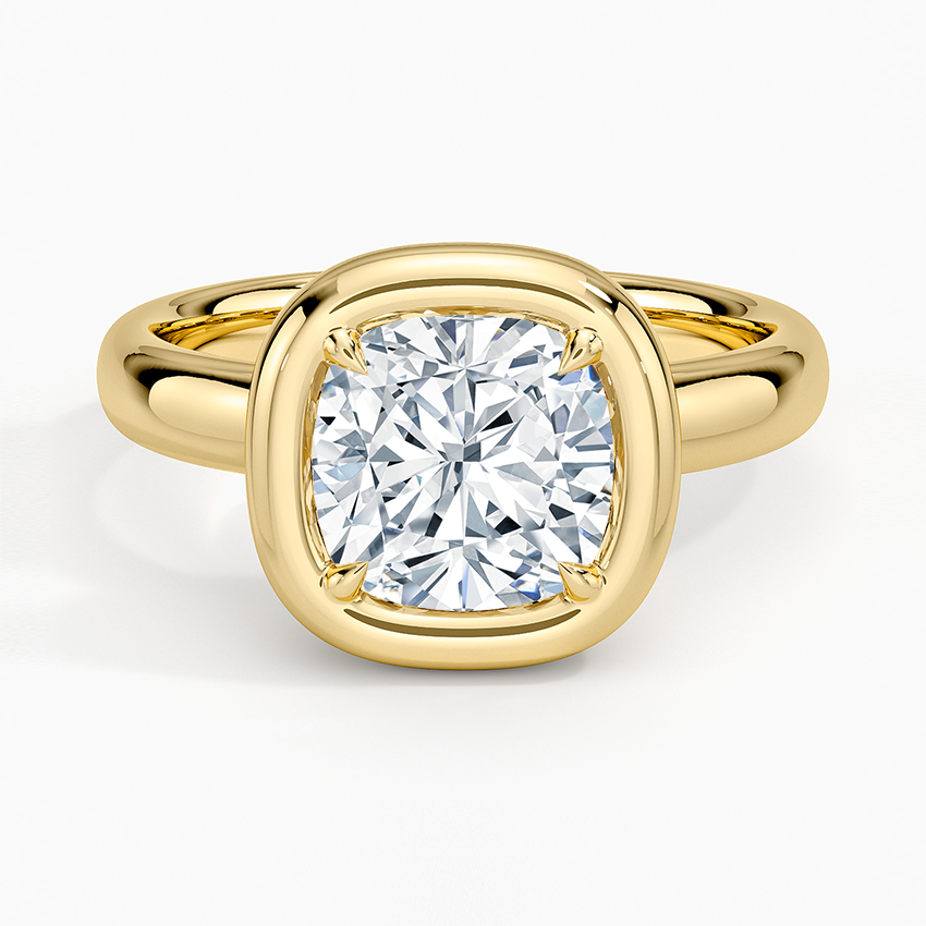 Andrea Bezel Prong Ring - Cushion Cut Center Stone