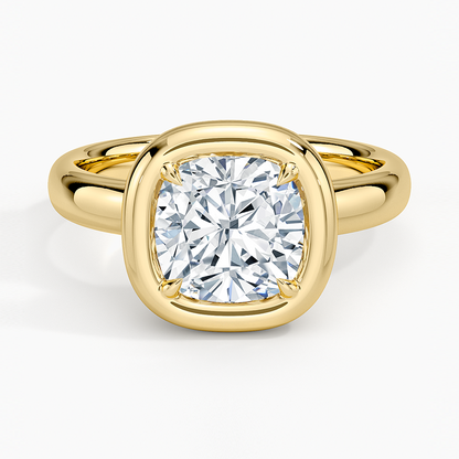 Andrea Bezel Prong Ring - Cushion Cut Center Stone