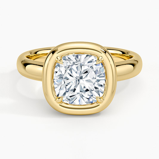Andrea Bezel Prong Ring - Cushion Cut Center Stone