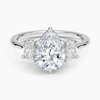 Oval-Cut Three Stone Diamond Ring (1/2 ct. tw.) - Pear Center Stone