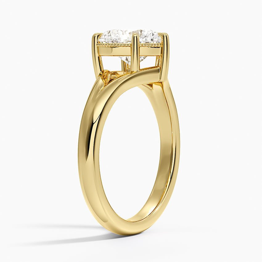 Cora Split Shank Solitaire Ring - Heart Cut Center Stone