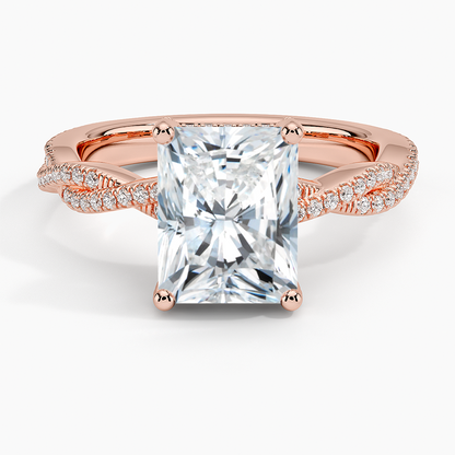 Adorned Luxe Petite Twisted Vine Diamond Ring - Radiant Cut Center Stone