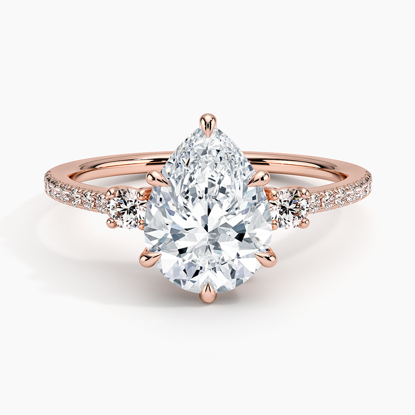 Lyra Three Stone Diamond Ring (1/4 ct. tw.) - Pear Center Stone