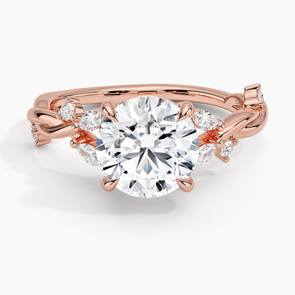 Azalea Twist Diamond Ring - Round Center Stone