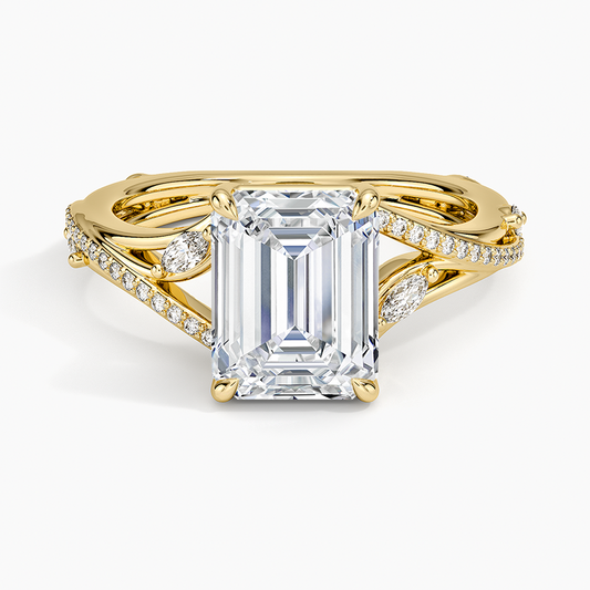 Begonia Vine Diamond Ring (1/4 ct. tw.) - Emerald Cut Center Stone