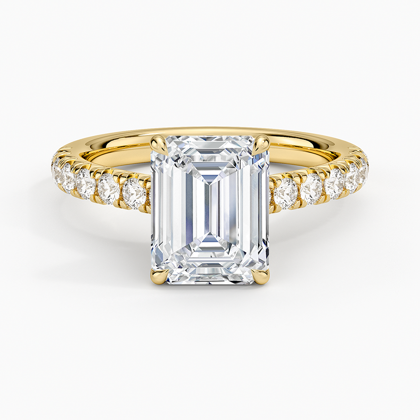 Sienna Half Coverage Diamond Ring - Emerald Cut Center Stone