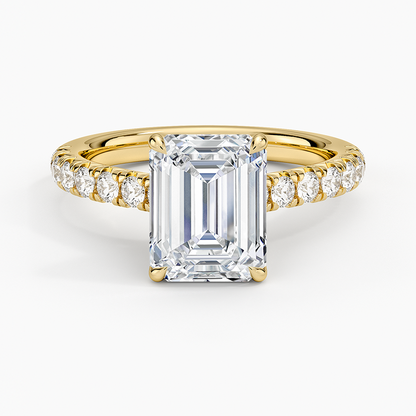 Sienna Half Coverage Diamond Ring - Emerald Cut Center Stone