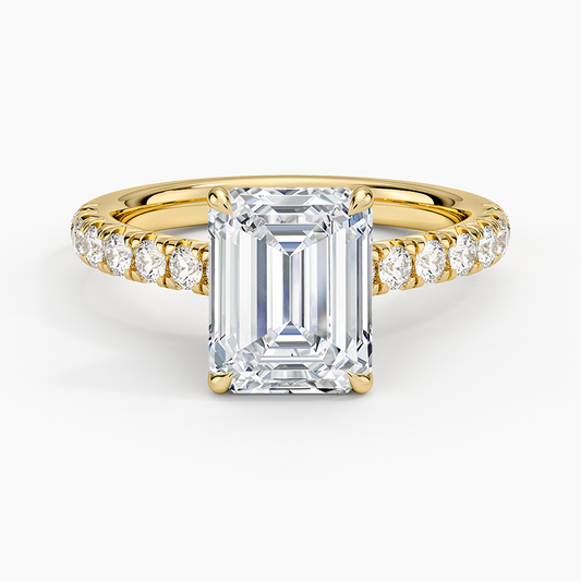 Sienna Half Coverage Diamond Ring - Emerald Cut Center Stone