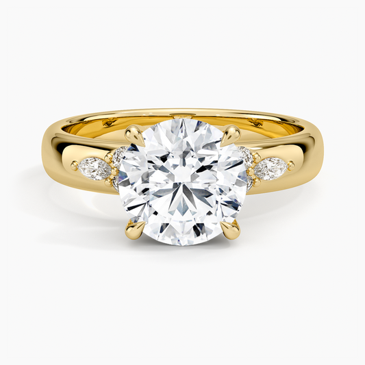 Mosaic Nadia Diamond Ring - Round Cut Center Stone