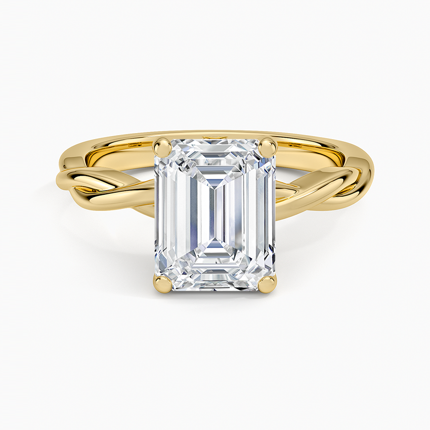 Twisted Vine Solitaire Ring - Emerald Cut Center Stone