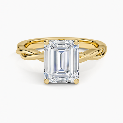 Twisted Vine Solitaire Ring - Emerald Cut Center Stone