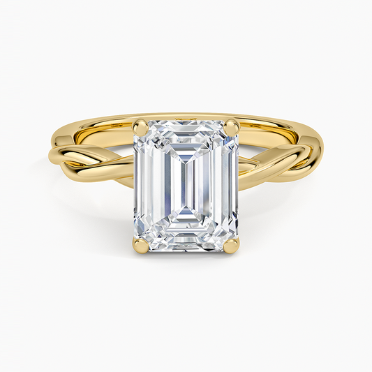 Twisted Vine Solitaire Ring - Emerald Cut Center Stone