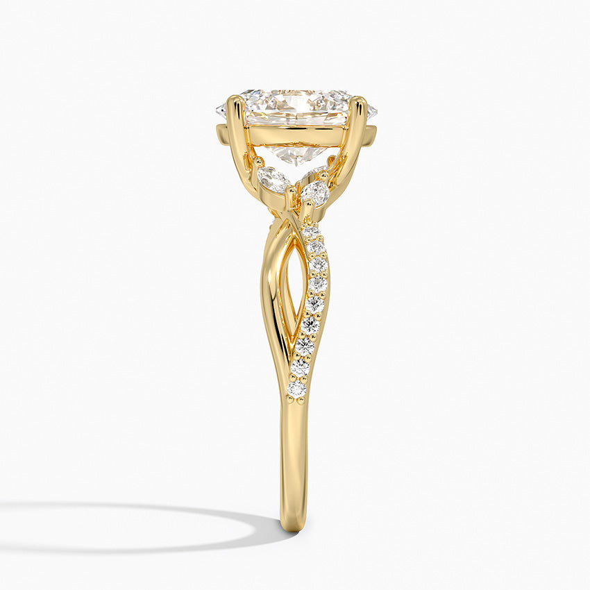 Petite Twisted Willow Diamond Ring - Oval Center Stone