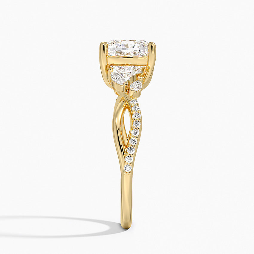 Petite Twisted Willow Diamond Ring - Cushion Cut Center Stone
