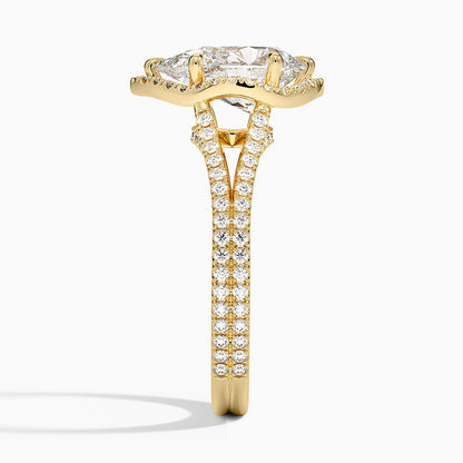 Fortuna Halo Diamond Ring (1/2 ct. tw.) - Pear Center Stone