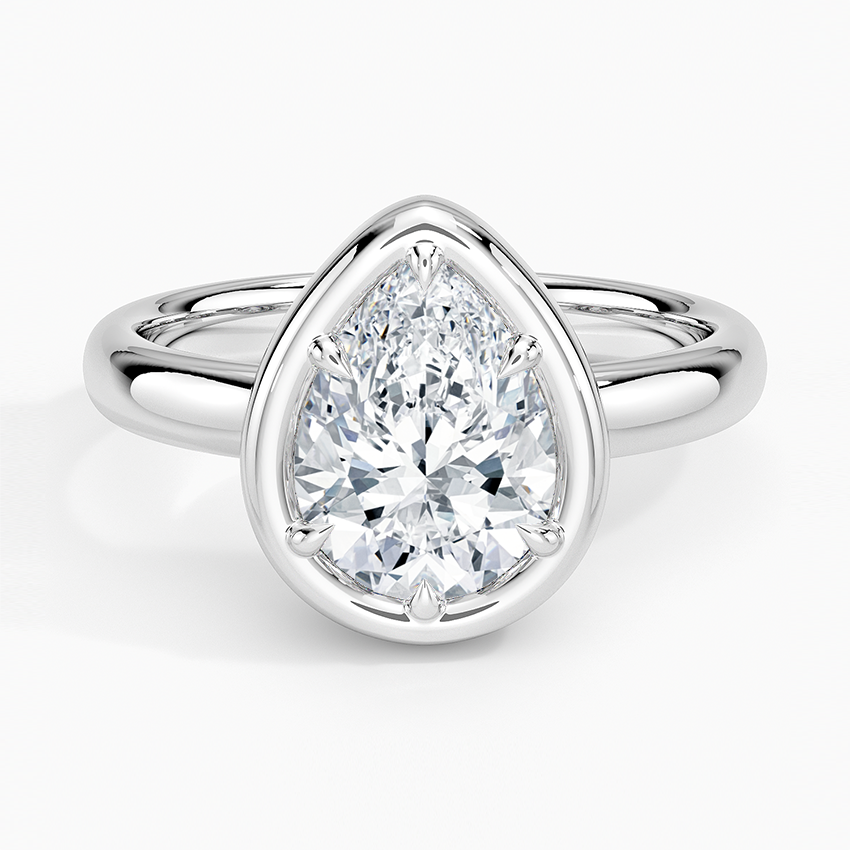 Andrea Bezel Prong Ring - Pear Center Stone