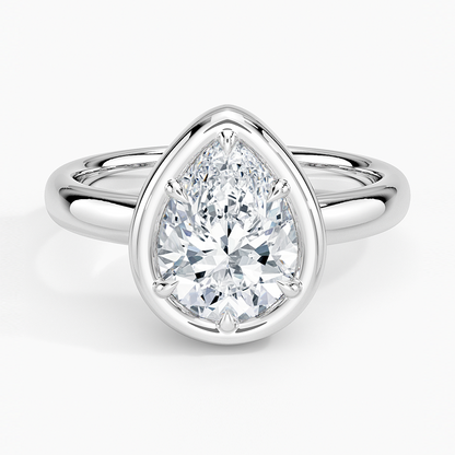 Andrea Bezel Prong Ring - Pear Center Stone
