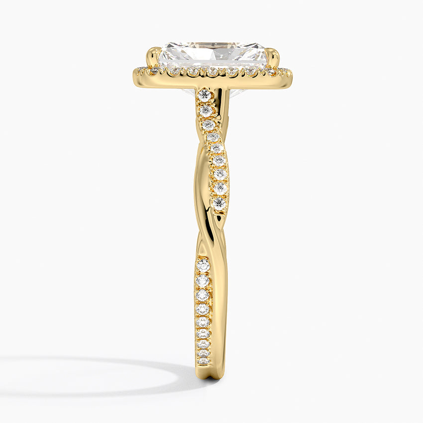 Petite Twisted Vine Halo Diamond Ring (1/4 ct. tw.) - Radiant Cut Center Stone