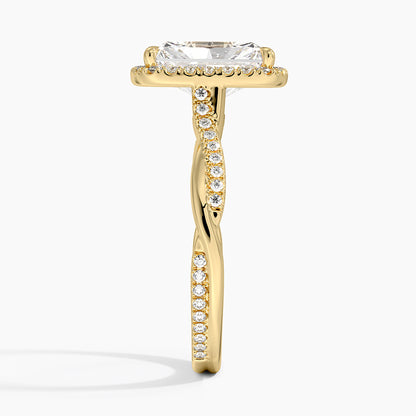 Petite Twisted Vine Halo Diamond Ring (1/4 ct. tw.) - Radiant Cut Center Stone