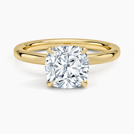 2mm Petite Elodie Perfect Fit Solitaire Ring - Cushion Cut Center Stone