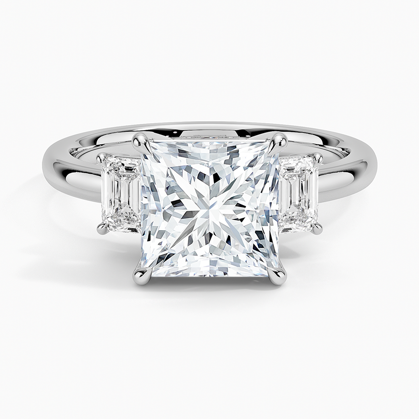 Rhiannon Emerald Cut Three Stone Diamond Ring (1/2 ct. tw.) - Princess Cut Center Stone