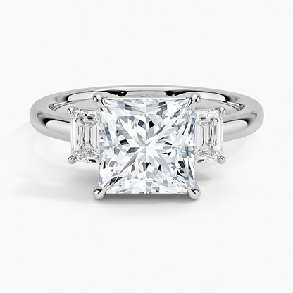 Rhiannon Emerald Cut Three Stone Diamond Ring (1/2 ct. tw.) - Princess Cut Center Stone