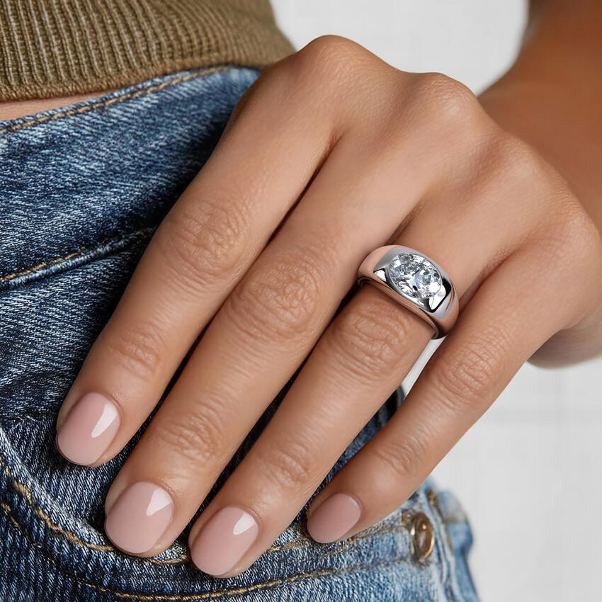 Sloane Flush Set Solitaire Dome Ring