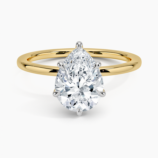 Adorned Mixed Metal Diamond Ring - Pear Center Stone