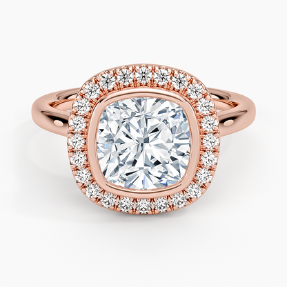 Bezel Halo Diamond Ring (1/4 ct. tw.) - Cushion Cut Center Stone
