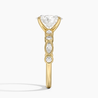 Versailles Bezel Diamond Ring - Oval Cut Center Stone