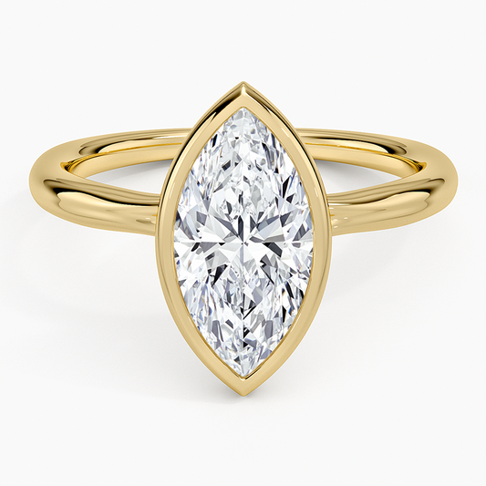 Freesia Bezel Solitaire Ring - Marquise Center Stone