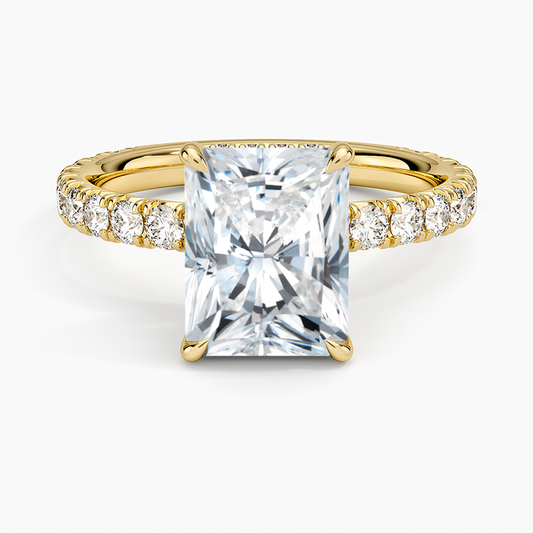 Perfect Fit French Pavé Diamond Ring - Radiant Cut Center Stone