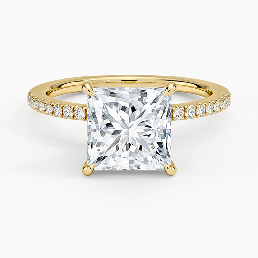 Demi Half Coverage Diamond Ring (1/5 ct. tw.) - Princess Cut Center Stone
