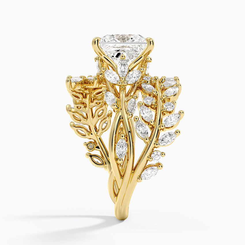 Secret Garden Wrap Diamond Ring - Princess Cut Center Stone