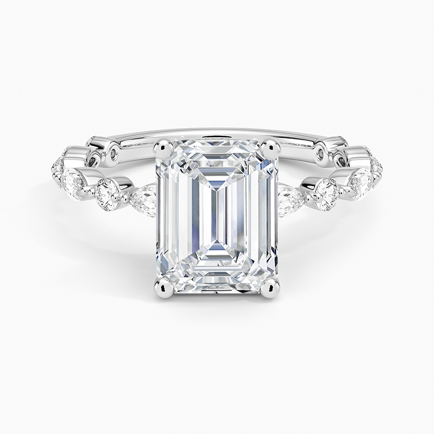 Versailles Three-Quarter Coverage Diamond Ring (1/2 ct. tw.) - Emerald Cut Center Stone