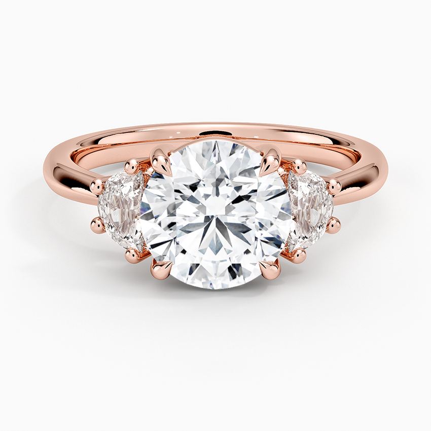 Half Moon Three Stone Diamond Ring (1/4 ct. tw.) - Round Center Stone