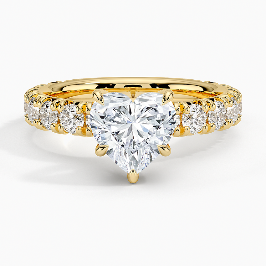 Ellora Three-Quarter Coverage Diamond Ring - Heart Center Stone